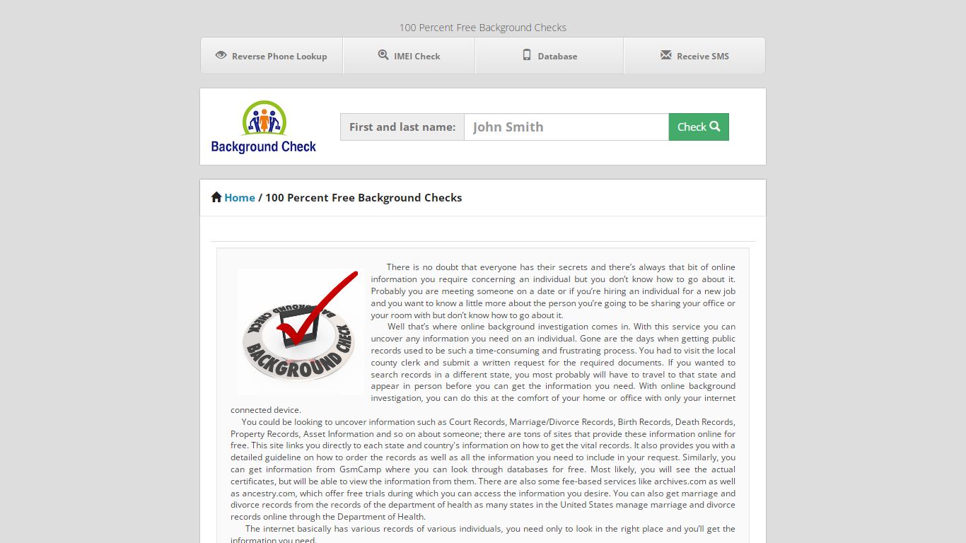 100 Percent Free Background Checks - gsmchecker.com